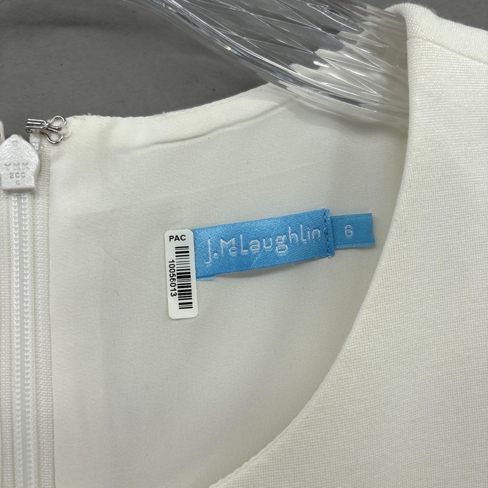 J McLaughlin Dress Womens 6 White Sleeveless Sheath Midi Stretch Lined Murphy - Picture 3 of 11